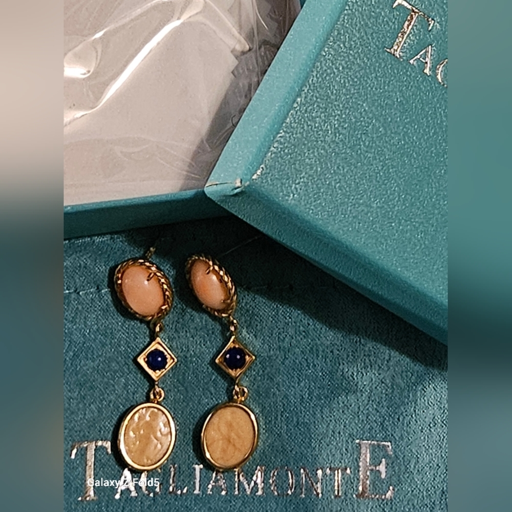 NEW Tagliamonte 18k Gold Plated Sterling Silver Cameo Earrings